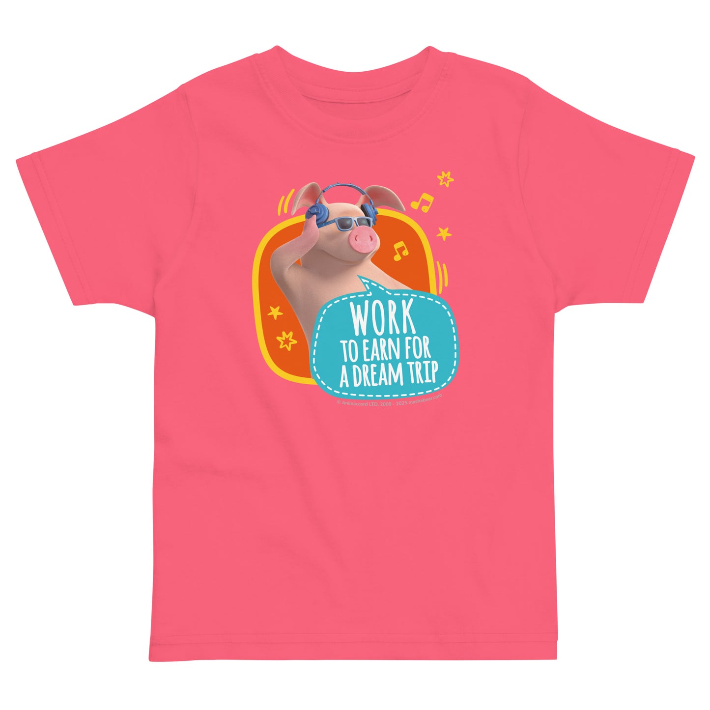 Masha and the Bear Friends Toddler Jersey Work To Earn T-shirt Hot Pink