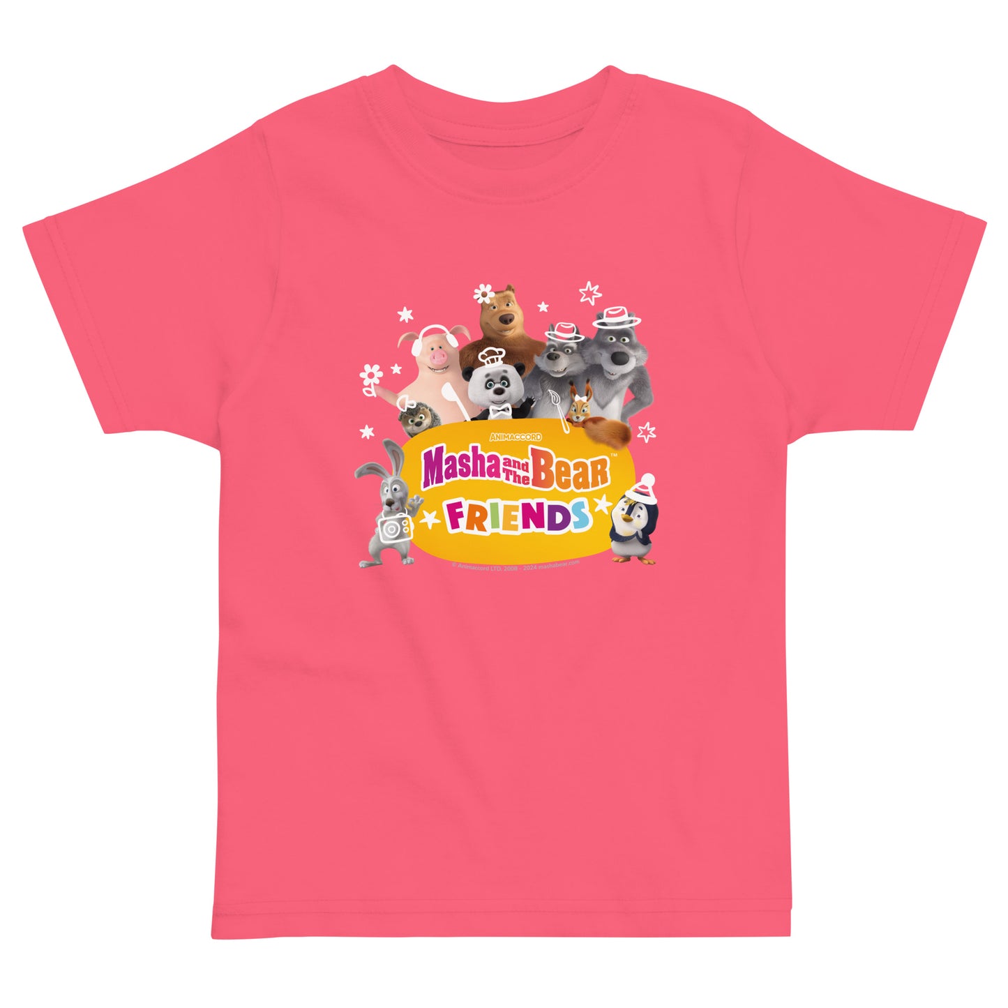 Masha and The Bear Friends Toddler Jersey T-shirt Hot Pink