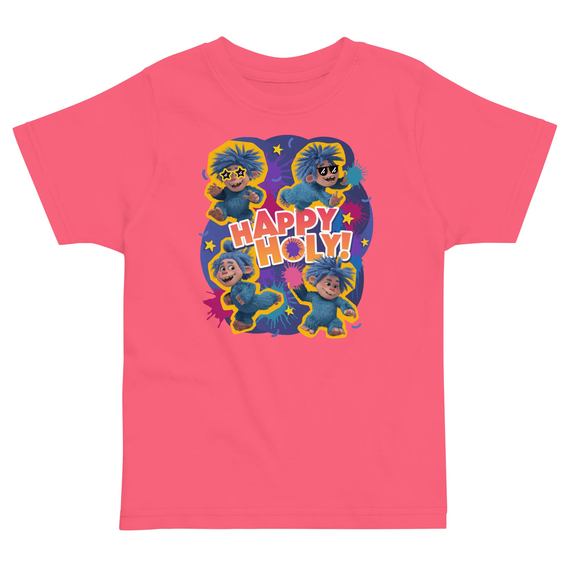 Masha and the Bear Friends Color Splash Toddler jersey t-shirt Hot Pink T-SHIRT