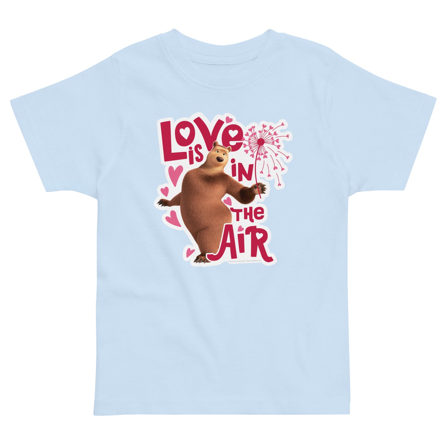 Masha and the Bear Friends Love Day Toddler jersey t-shirt Light Blue T-SHIRT