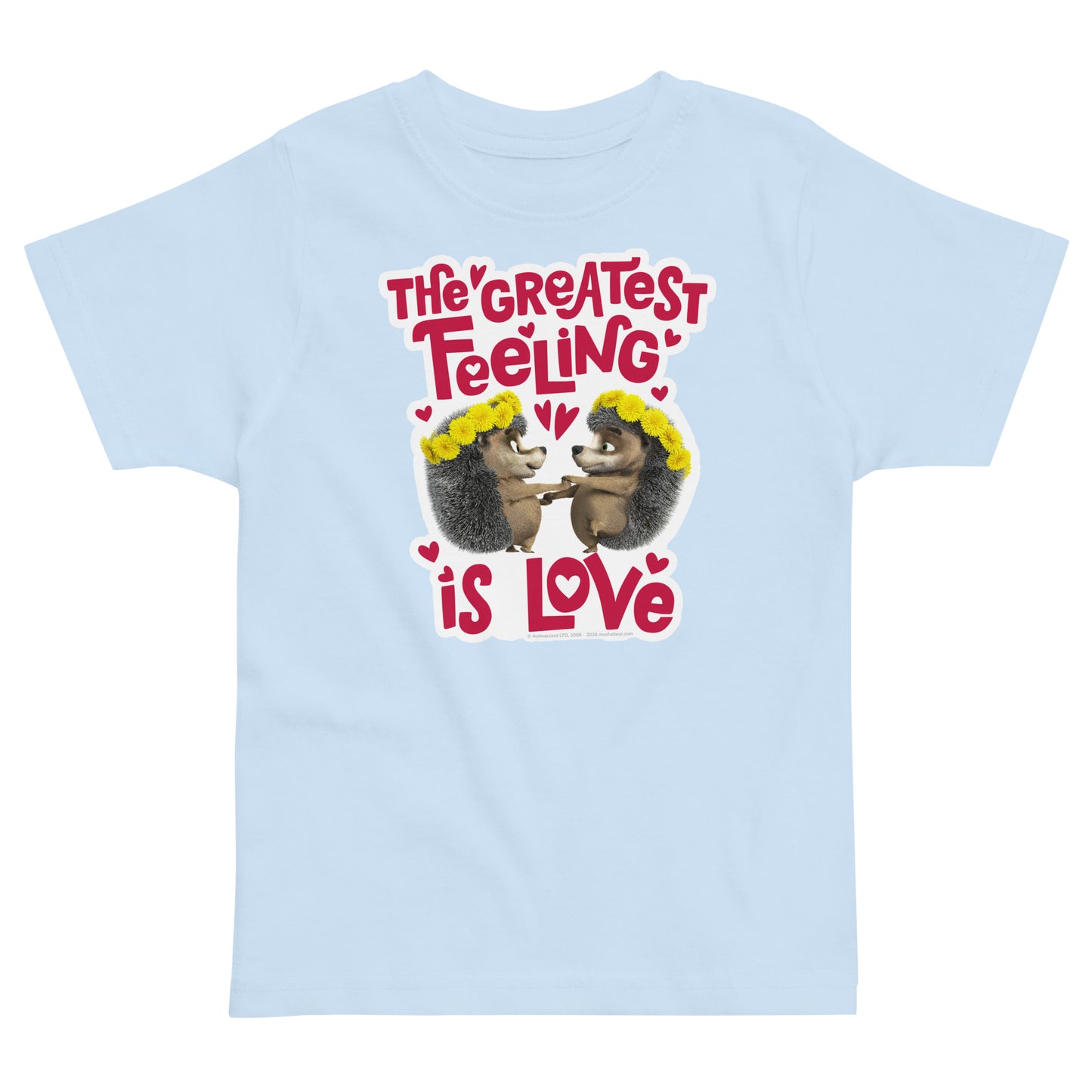 Masha and the Bear Friends Love Day Toddler jersey t-shirt Light Blue T-SHIRT