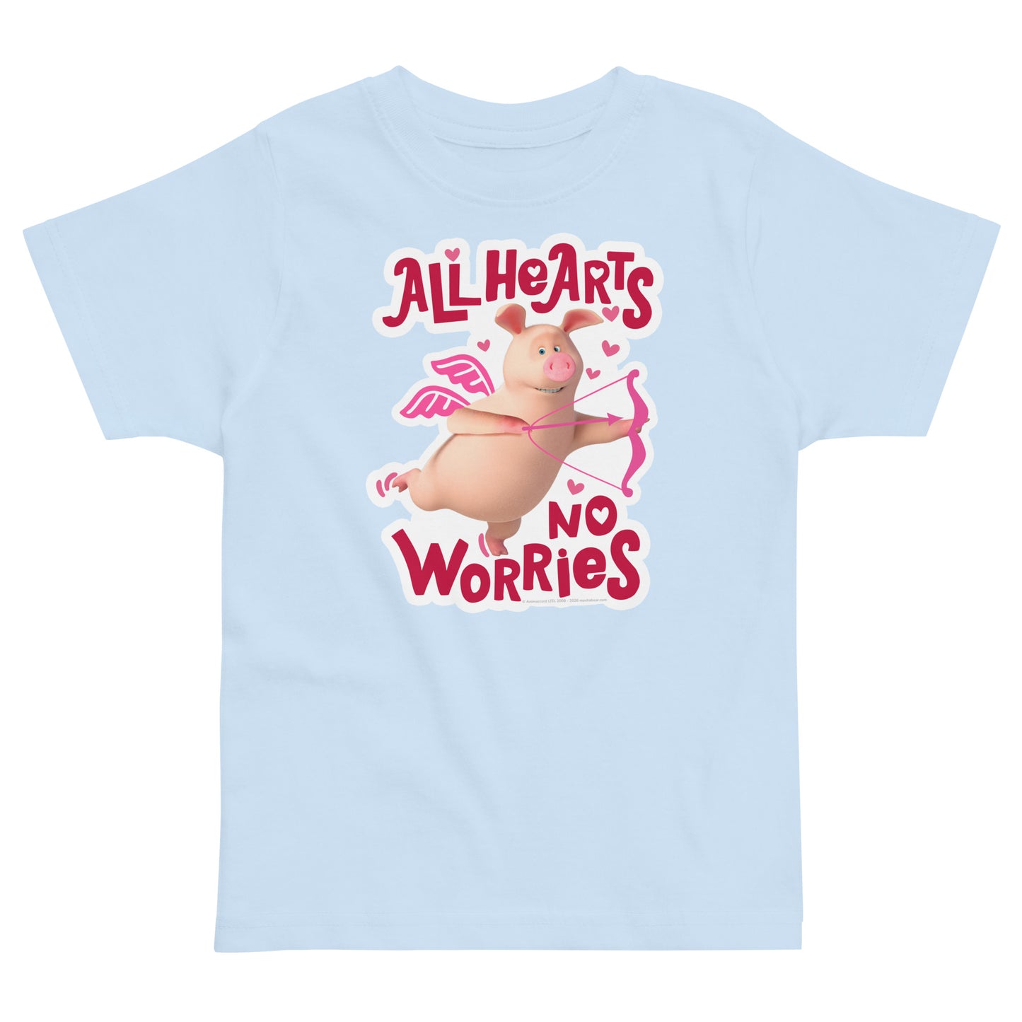 Masha and the Bear Friends Love Day Toddler jersey t-shirt Light Blue T-SHIRT