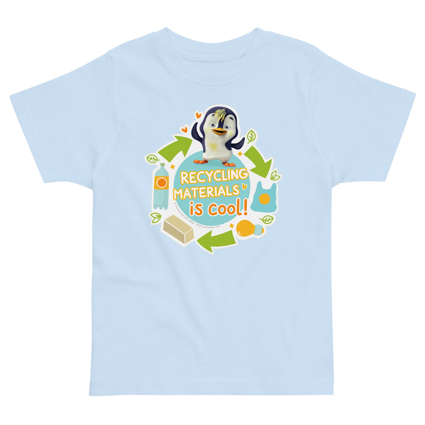 Masha and the Bear Friends Go Green! Toddler jersey t-shirt Light Blue T-SHIRT