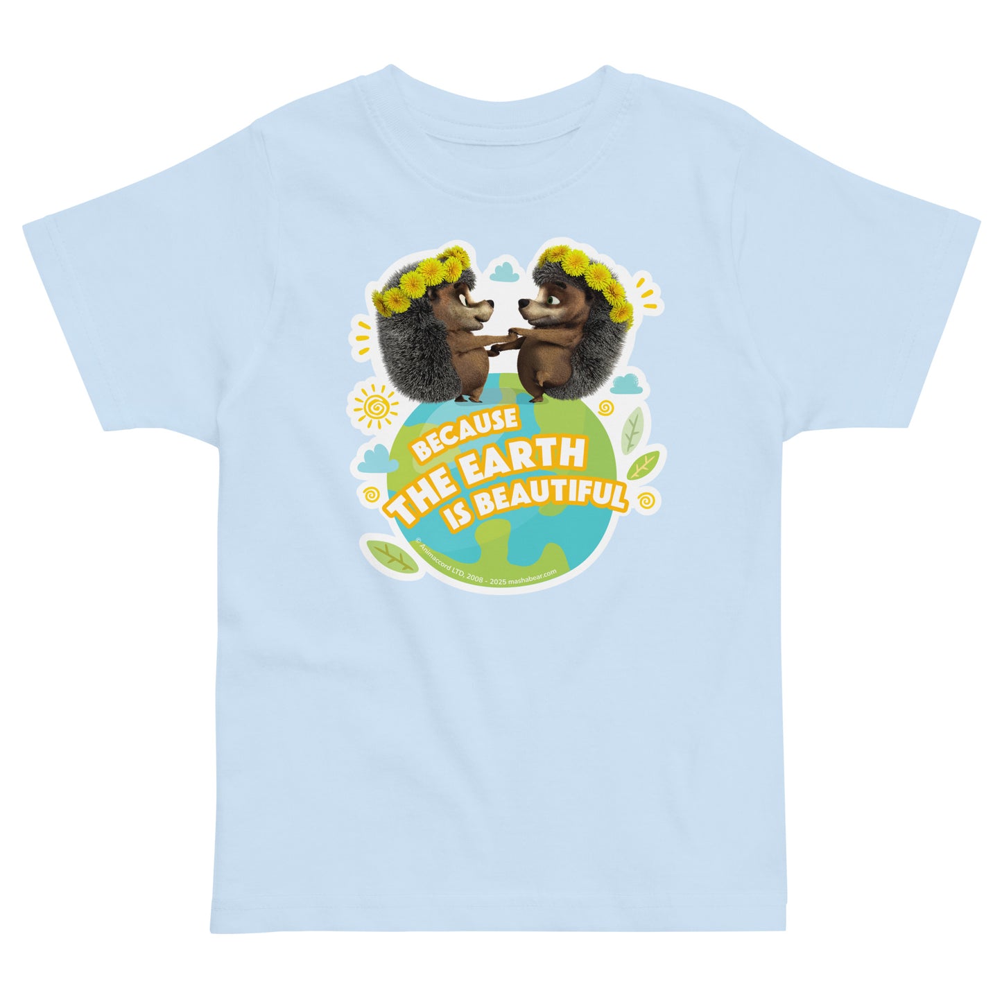 Masha and the Bear Friends Go Green! Toddler jersey t-shirt Light Blue T-SHIRT