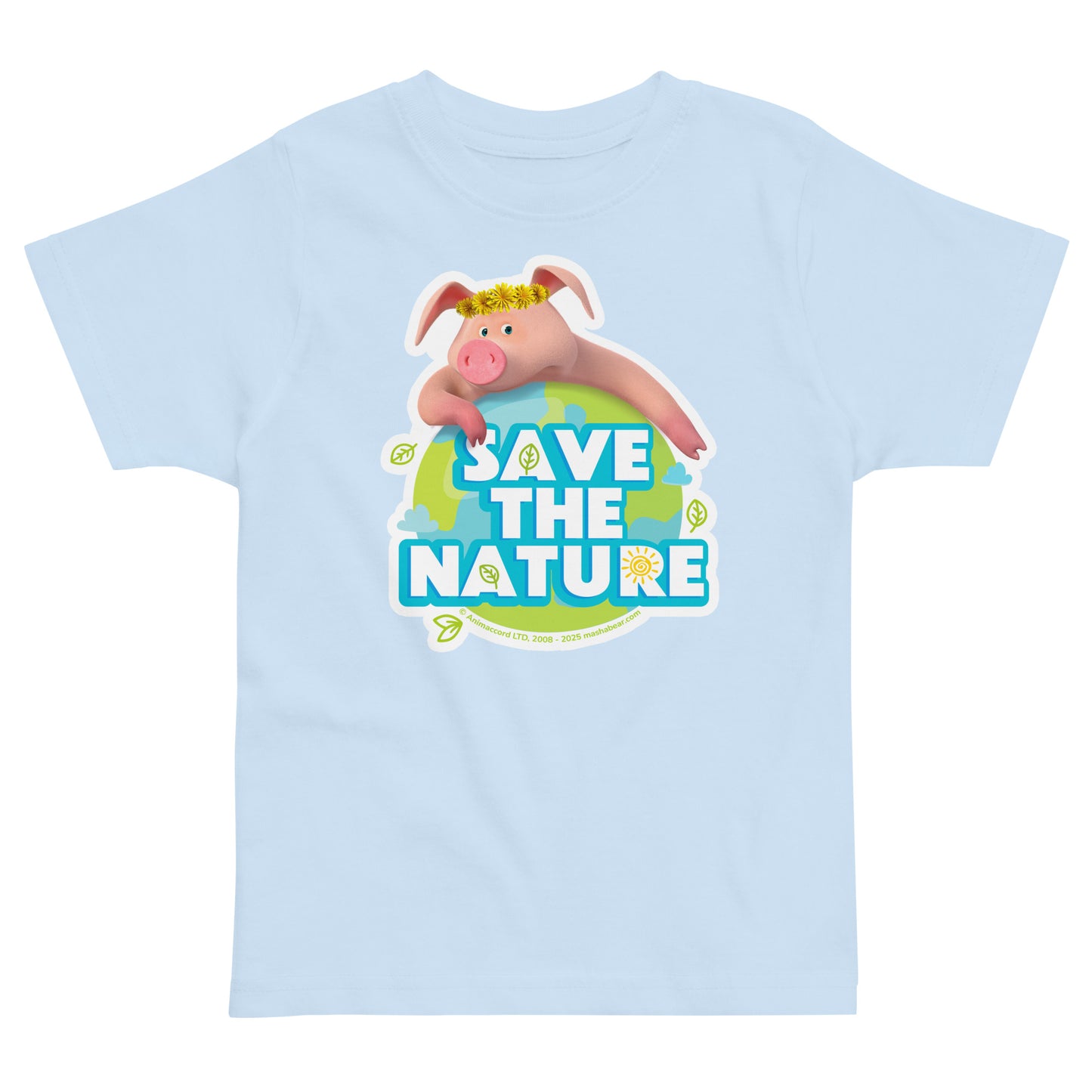 Masha and the Bear Friends Go Green! Toddler jersey t-shirt Light Blue T-SHIRT