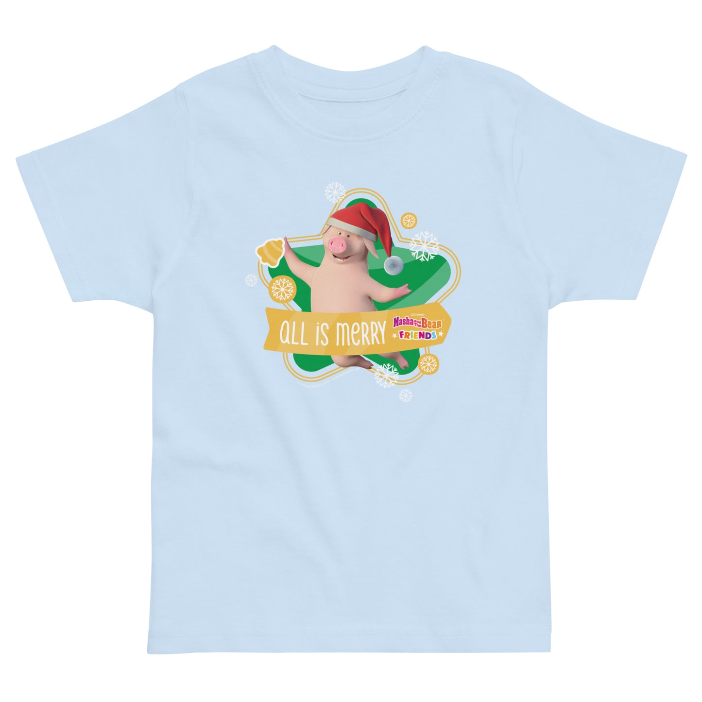 Masha and the Bear Friends Christmas Toddler Jersey T-shirt Light Blue T-SHIRT