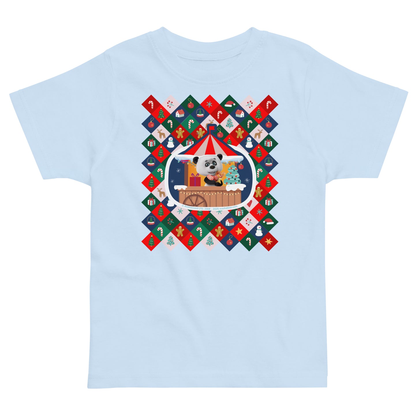 Masha and the Bear Friends Christmas Toddler Jersey T-shirt Light Blue T-SHIRT