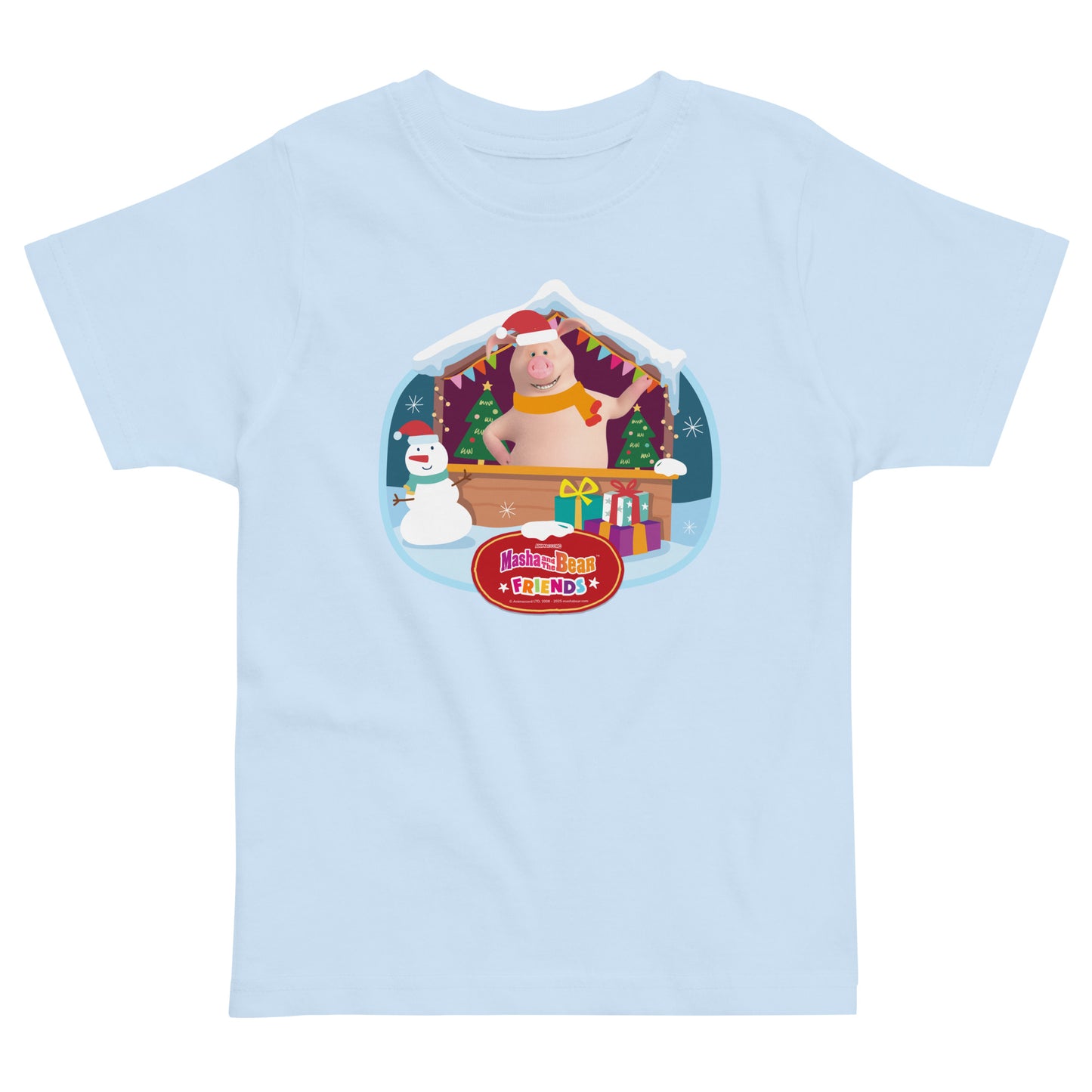 Masha and the Bear Friends Christmas Toddler Jersey T-shirt Light Blue T-SHIRT