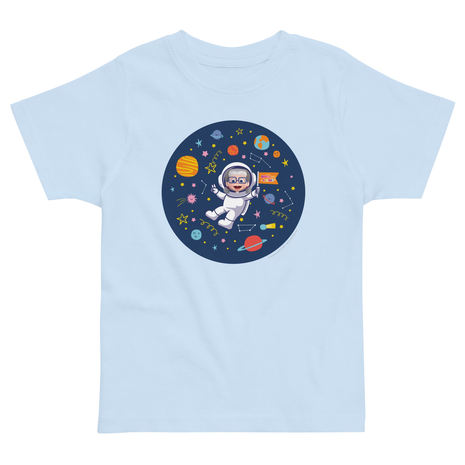 Masha and The Bear Friends Cosmic #2 Toddler Jersey T-shirt Light Blue