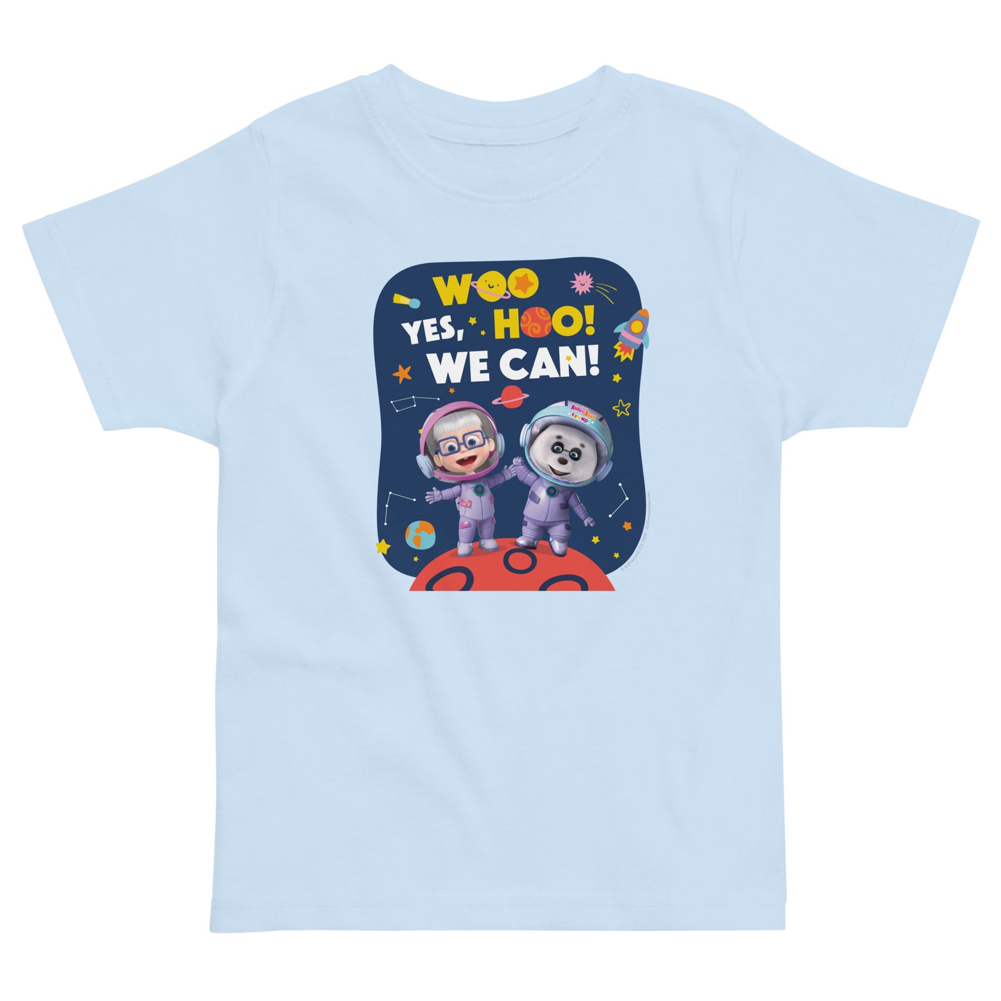 Masha and The Bear Friends Yes, We Can! #3 Toddler Jersey T-shirt Light Blue