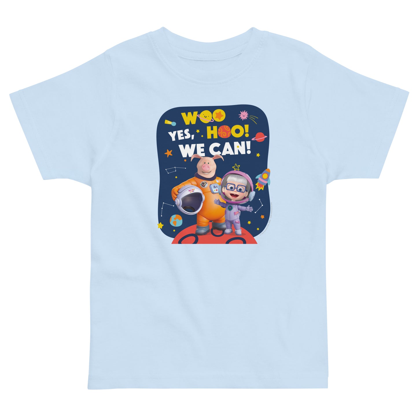 Masha and The Bear Friends Yes, We Can! #2 Toddler Jersey T-shirt Light Blue