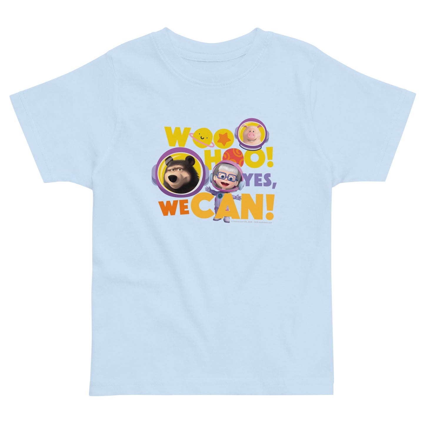 Masha and The Bear Friends Yes, We Can! Toddler Jersey T-shirt Light Blue T-SHIRT