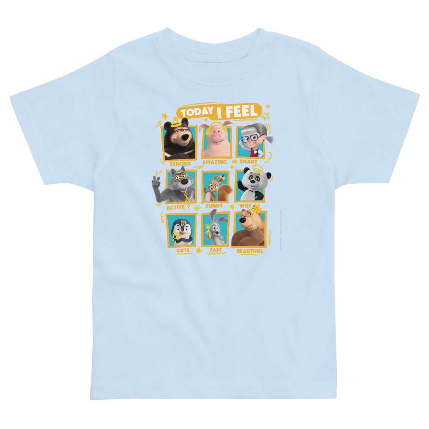 Masha and the Bear Friends Toddler Jersey Today I Feel T-shirt Light Blue