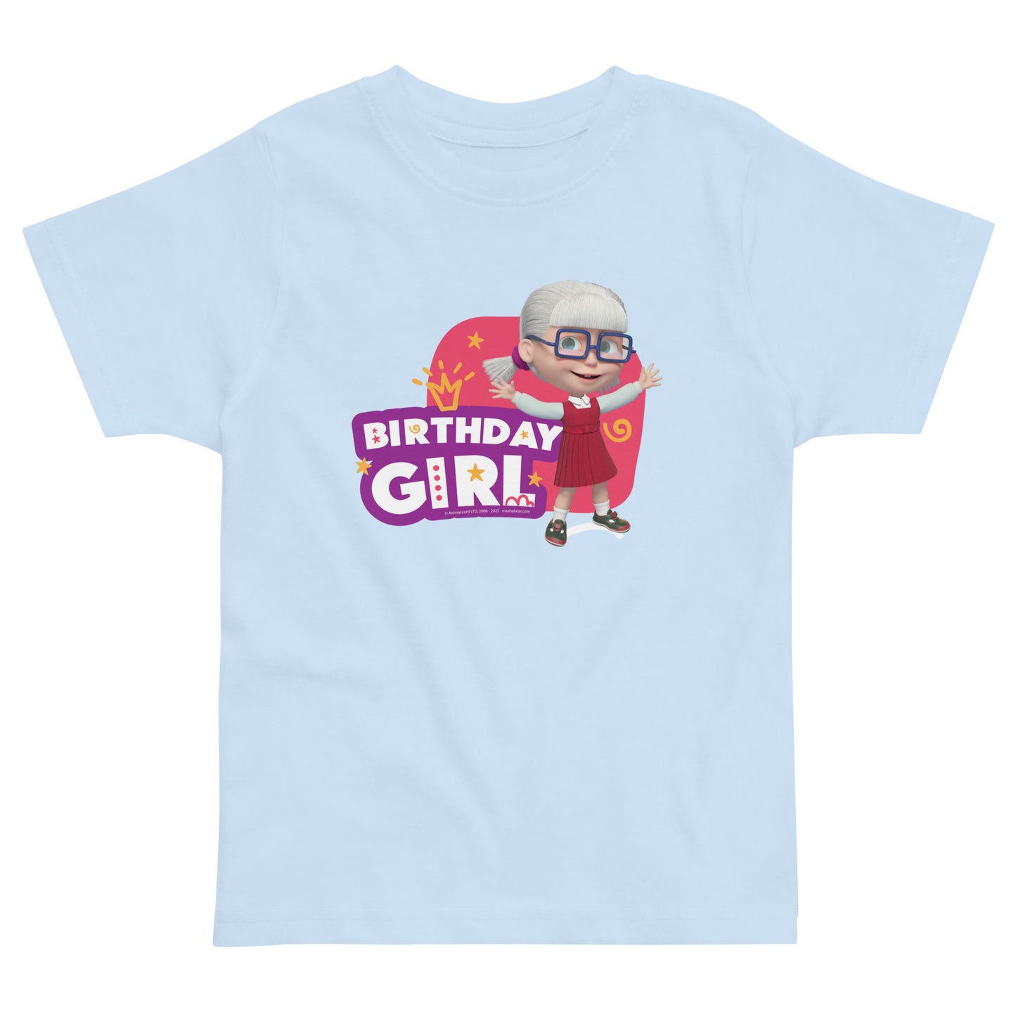 Masha and the Bear Friends Toddler Jersey Birthday #2 T-shirt Light Blue