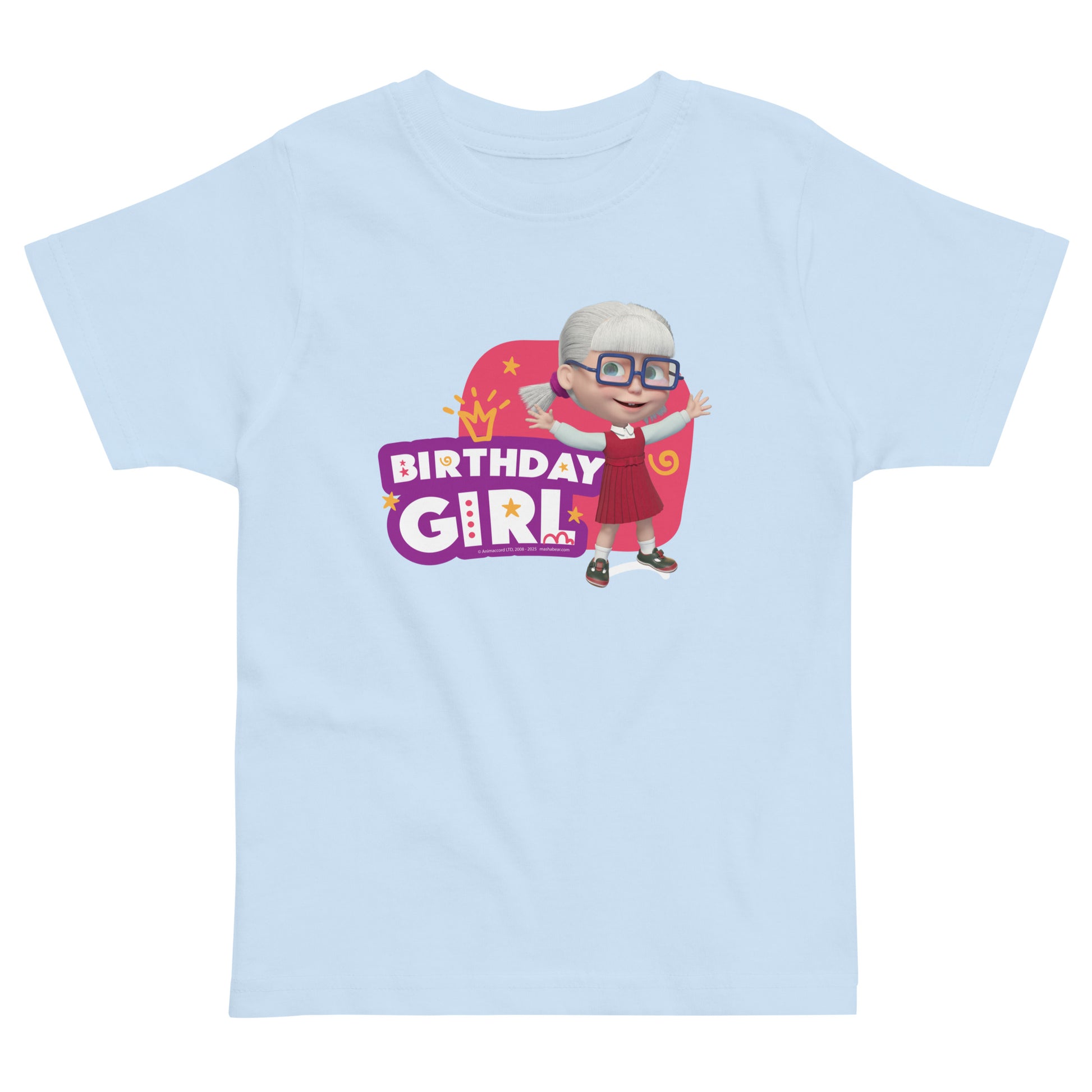 Masha and the Bear Friends Toddler Jersey Birthday #2 T-shirt Light Blue
