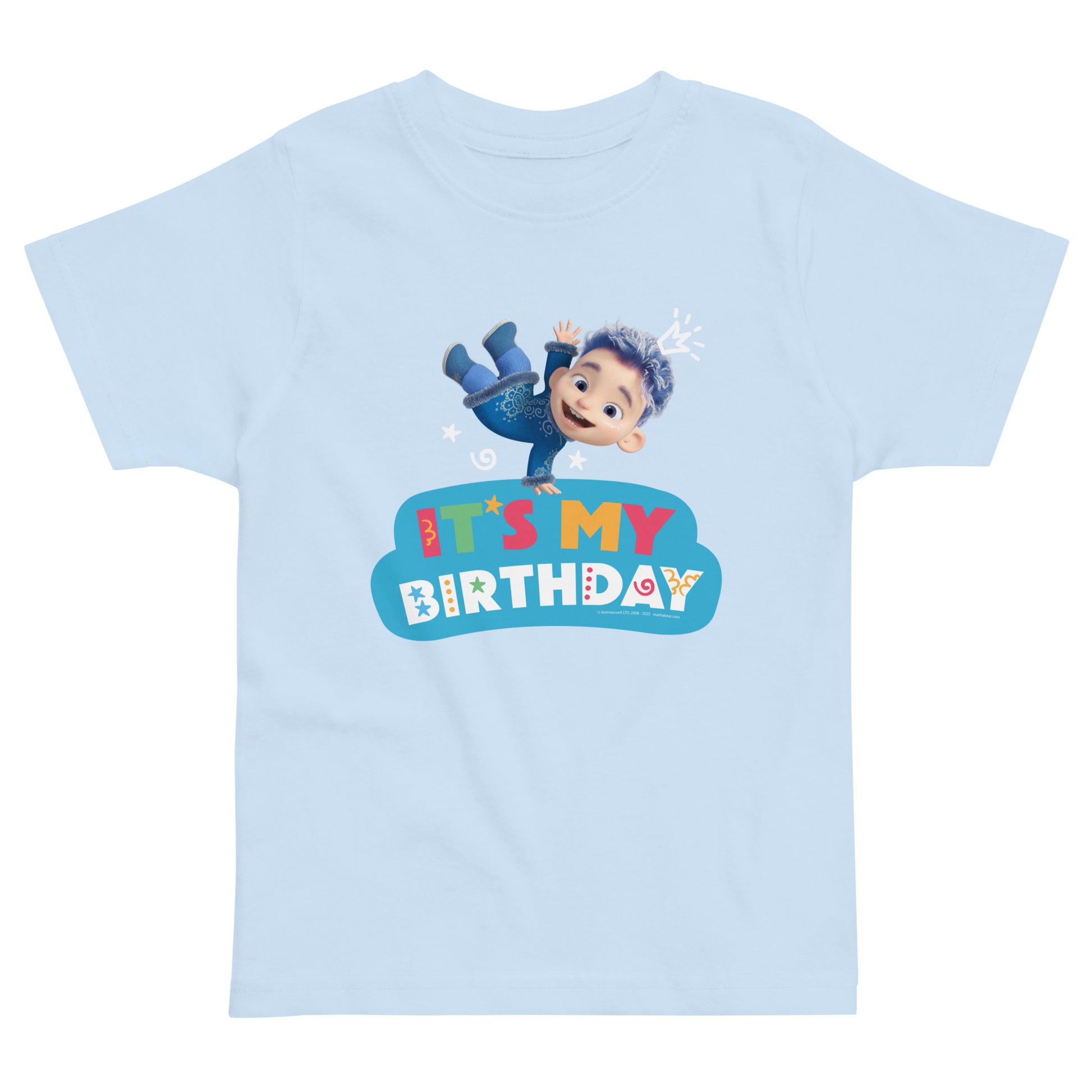 Masha and the Bear Friends Toddler Jersey Birthday #3 T-shirt Light Blue