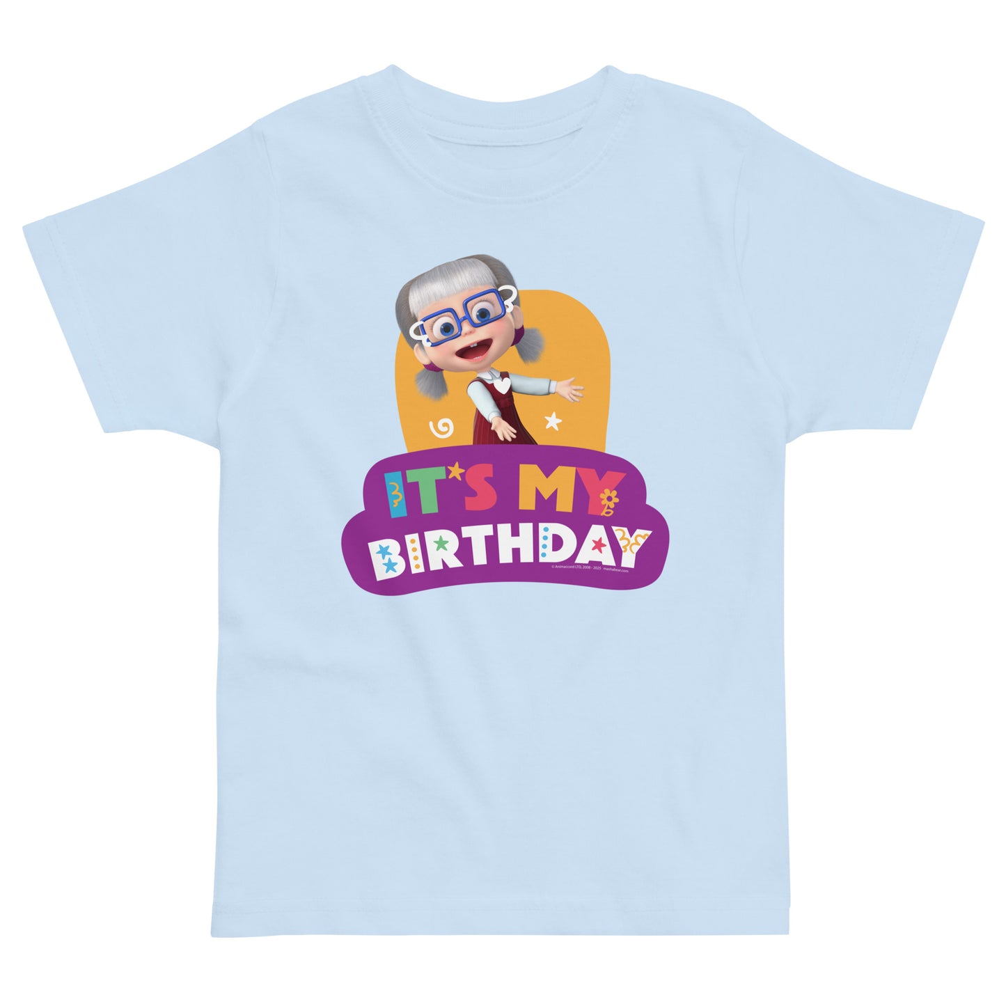 Masha and the Bear Friends Toddler Jersey Birthday #4 T-shirt Light Blue