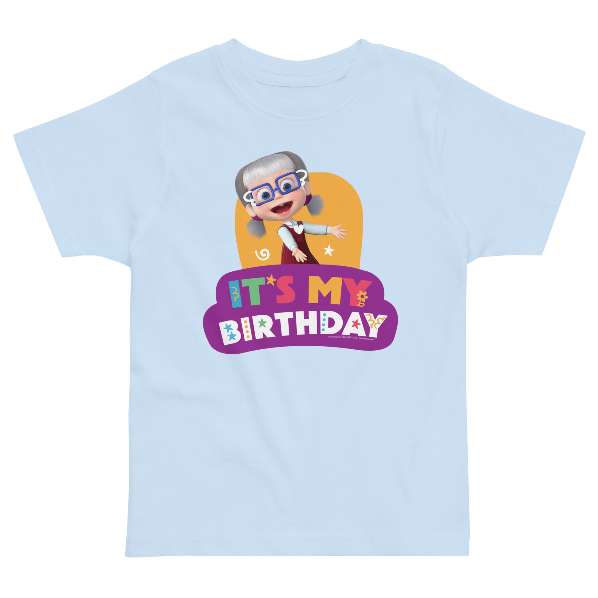 Masha and the Bear Friends Toddler Jersey Birthday #4 T-shirt Light Blue