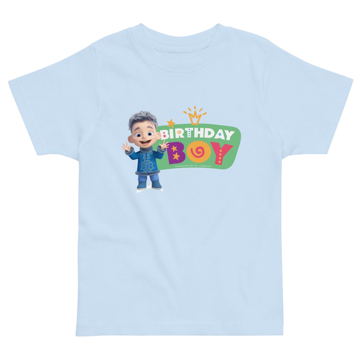 Masha and the Bear Friends Toddler Jersey Birthday #5 T-shirt Light Blue