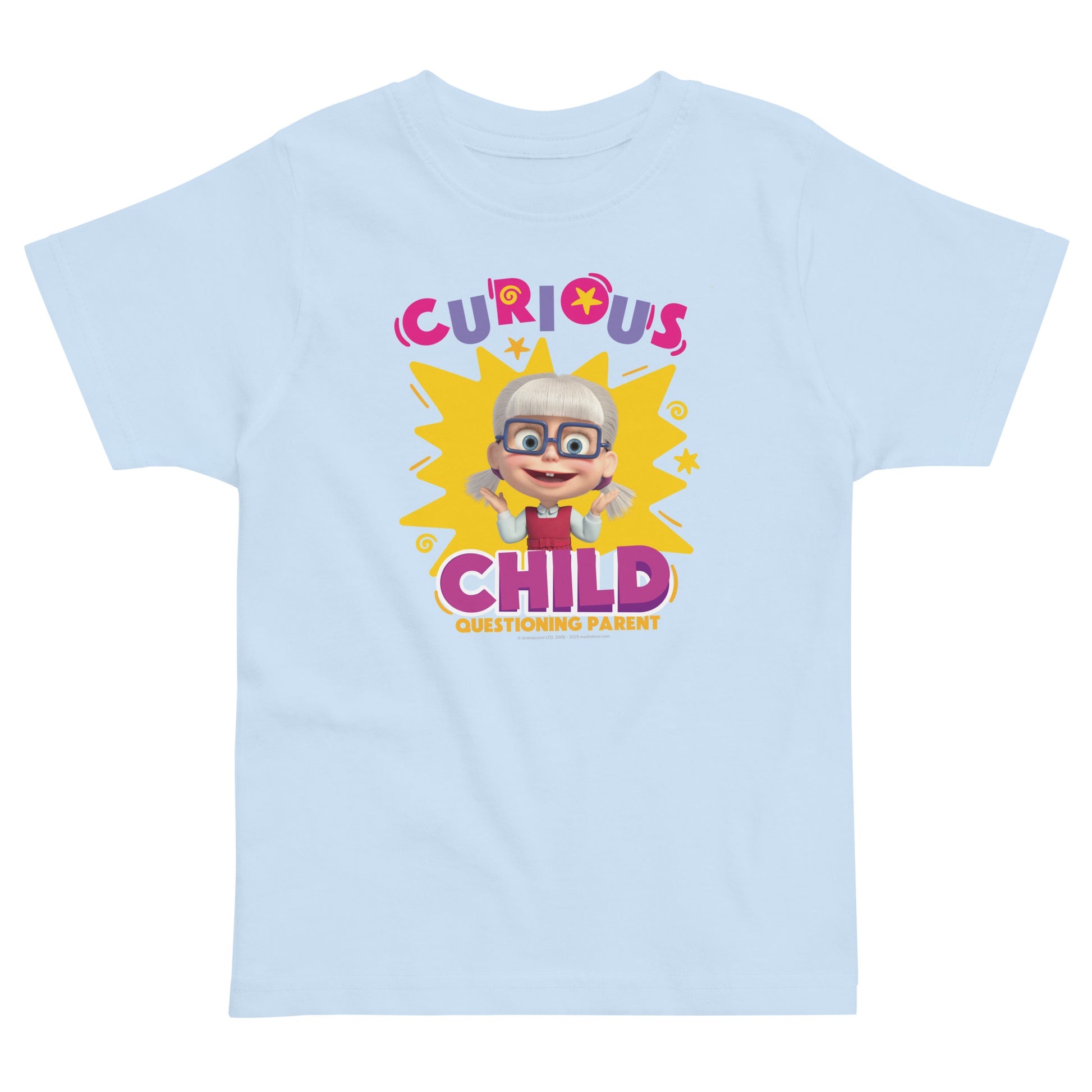 Masha and the Bear Friends Toddler Jersey Curious Child T-shirt Light Blue