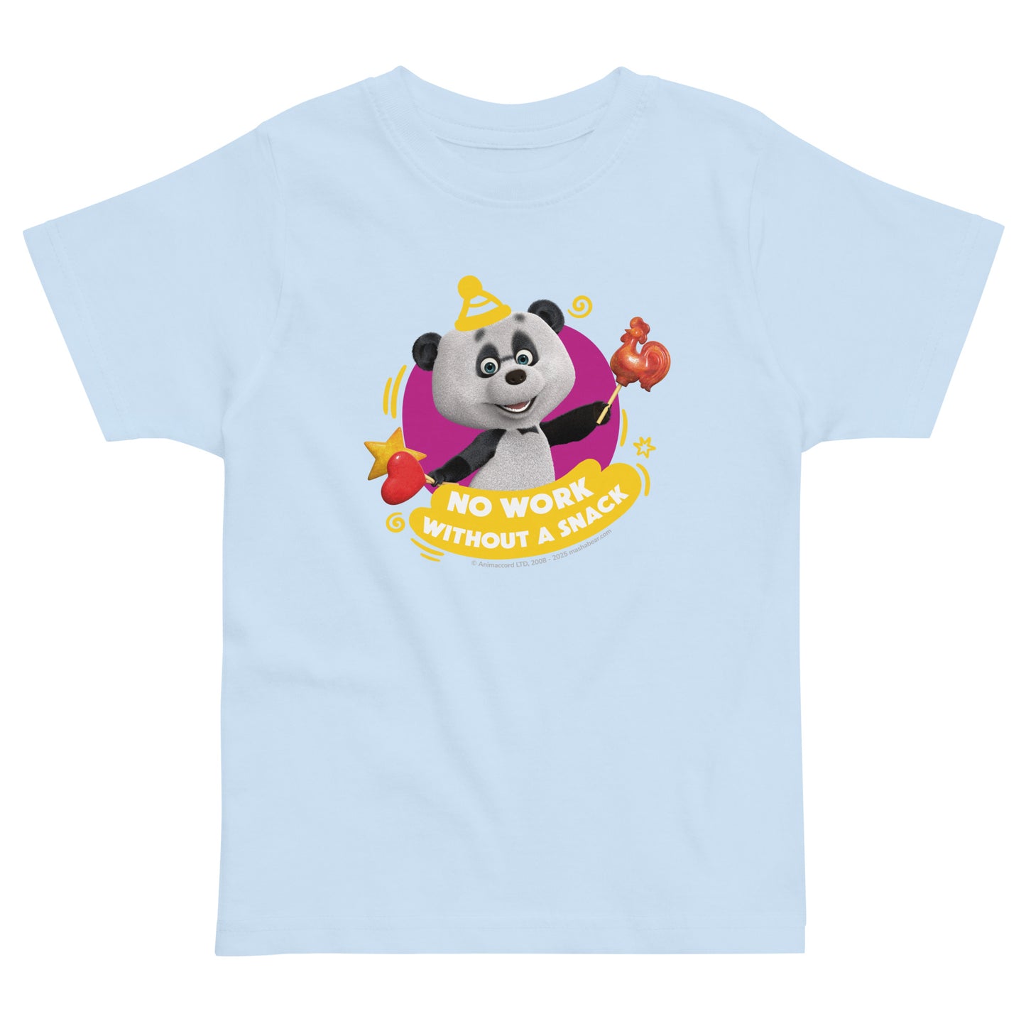 Masha and the Bear Friends Toddler Jersey No Snack No Work T-shirt Light Blue
