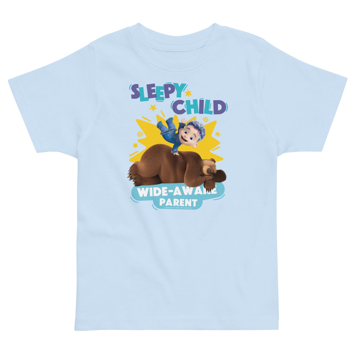 Masha and the Bear Friends Toddler Jersey Sleepy Child T-shirt Light Blue