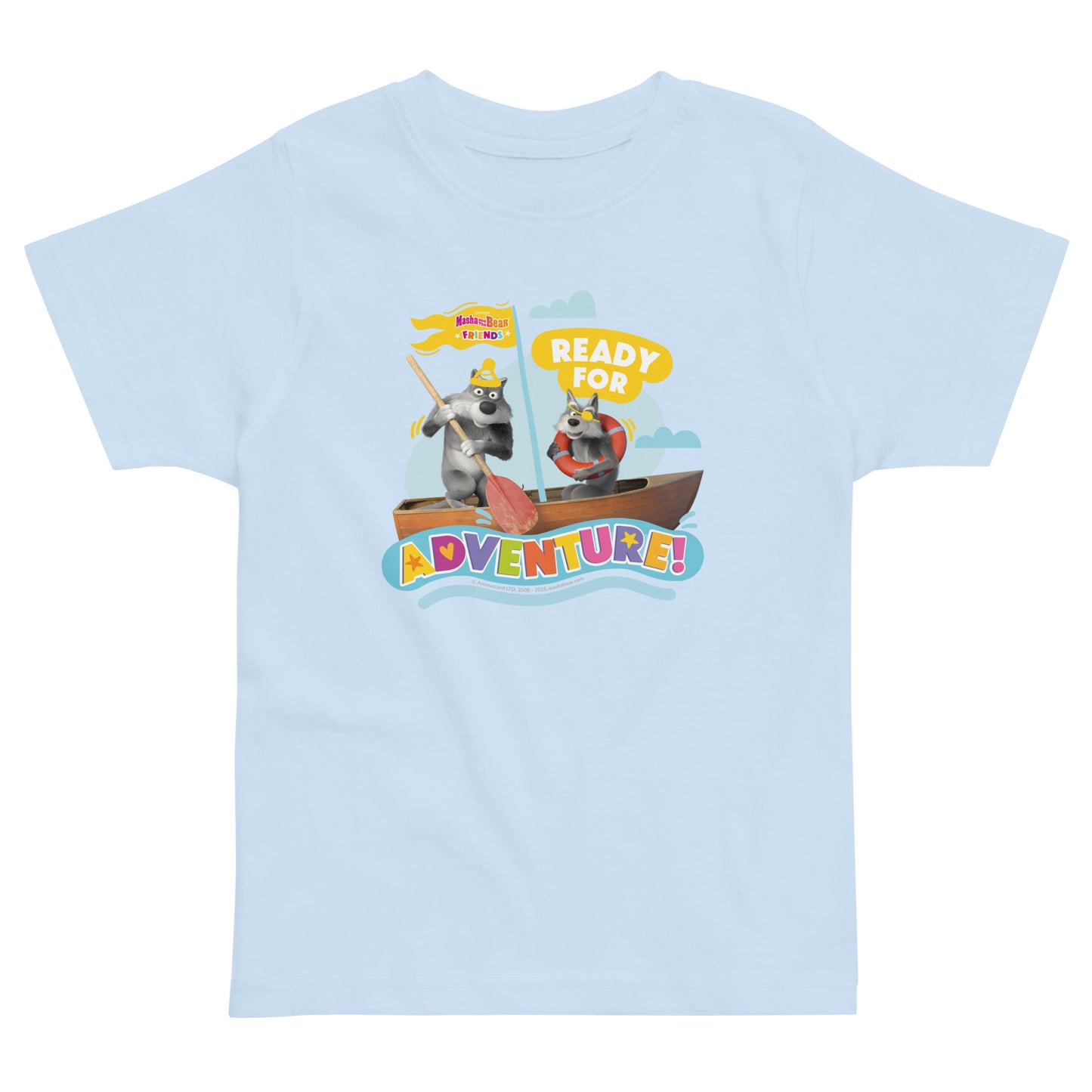 Masha and the Bear Friends Toddler Jersey Ready For Adventure #2 T-shirt Light Blue