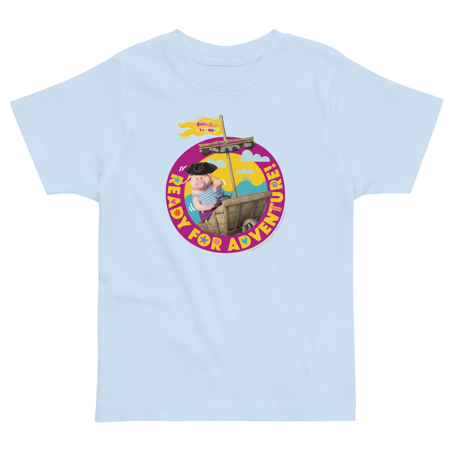Masha and the Bear Friends Toddler Jersey Ready For Adventure #1 T-shirt Light Blue