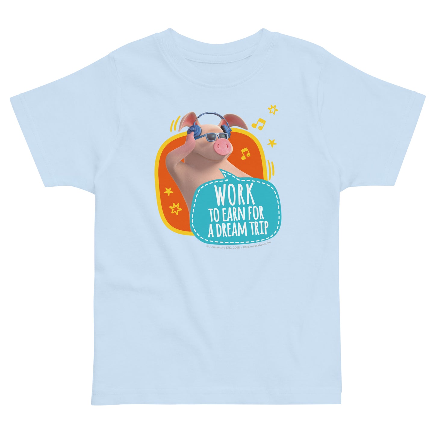 Masha and the Bear Friends Toddler Jersey Work To Earn T-shirt Light Blue