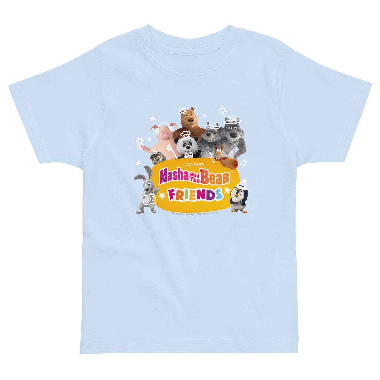 Masha and The Bear Friends Toddler Jersey T-shirt Light Blue