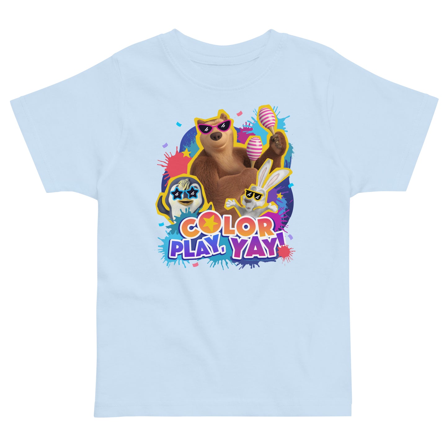 Masha and the Bear Friends Color Splash Toddler jersey t-shirt Light Blue T-SHIRT