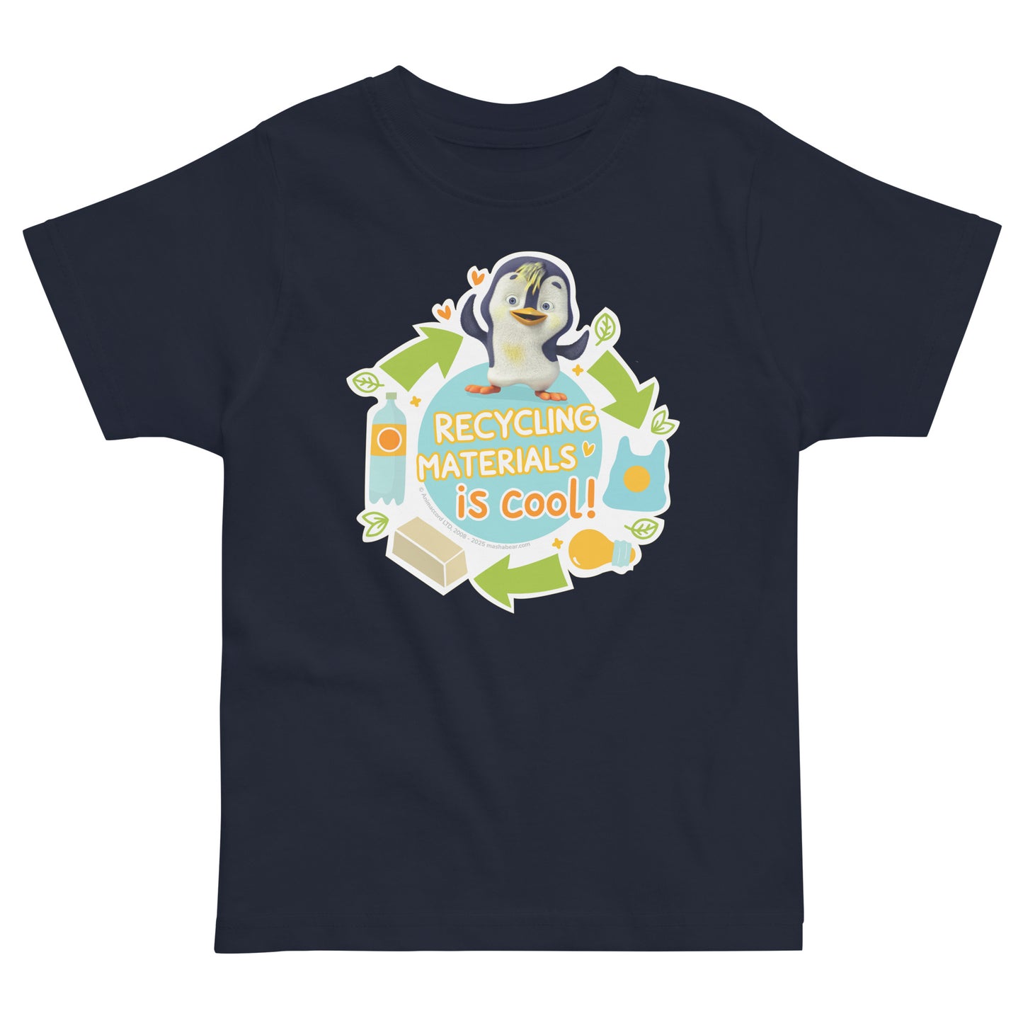 Masha and the Bear Friends Go Green! Toddler jersey t-shirt Navy T-SHIRT