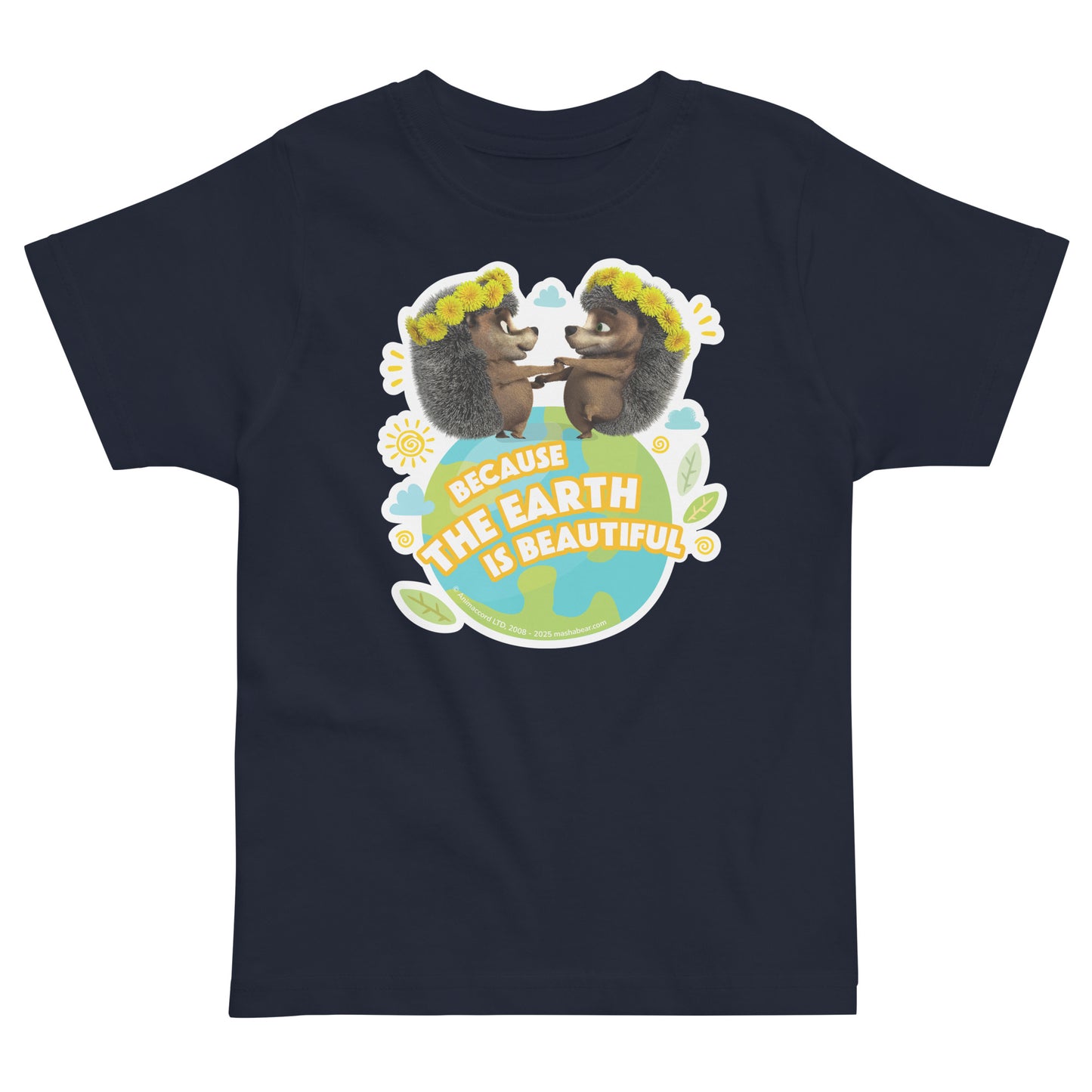 Masha and the Bear Friends Go Green! Toddler jersey t-shirt Navy T-SHIRT