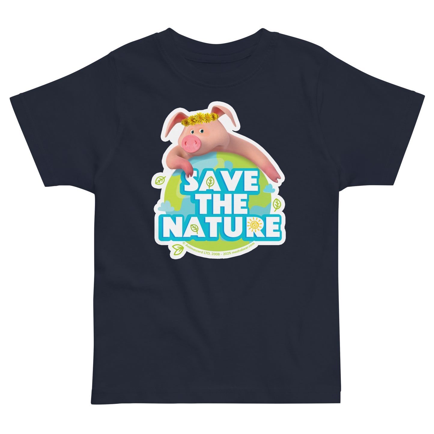 Masha and the Bear Friends Go Green! Toddler jersey t-shirt Navy T-SHIRT