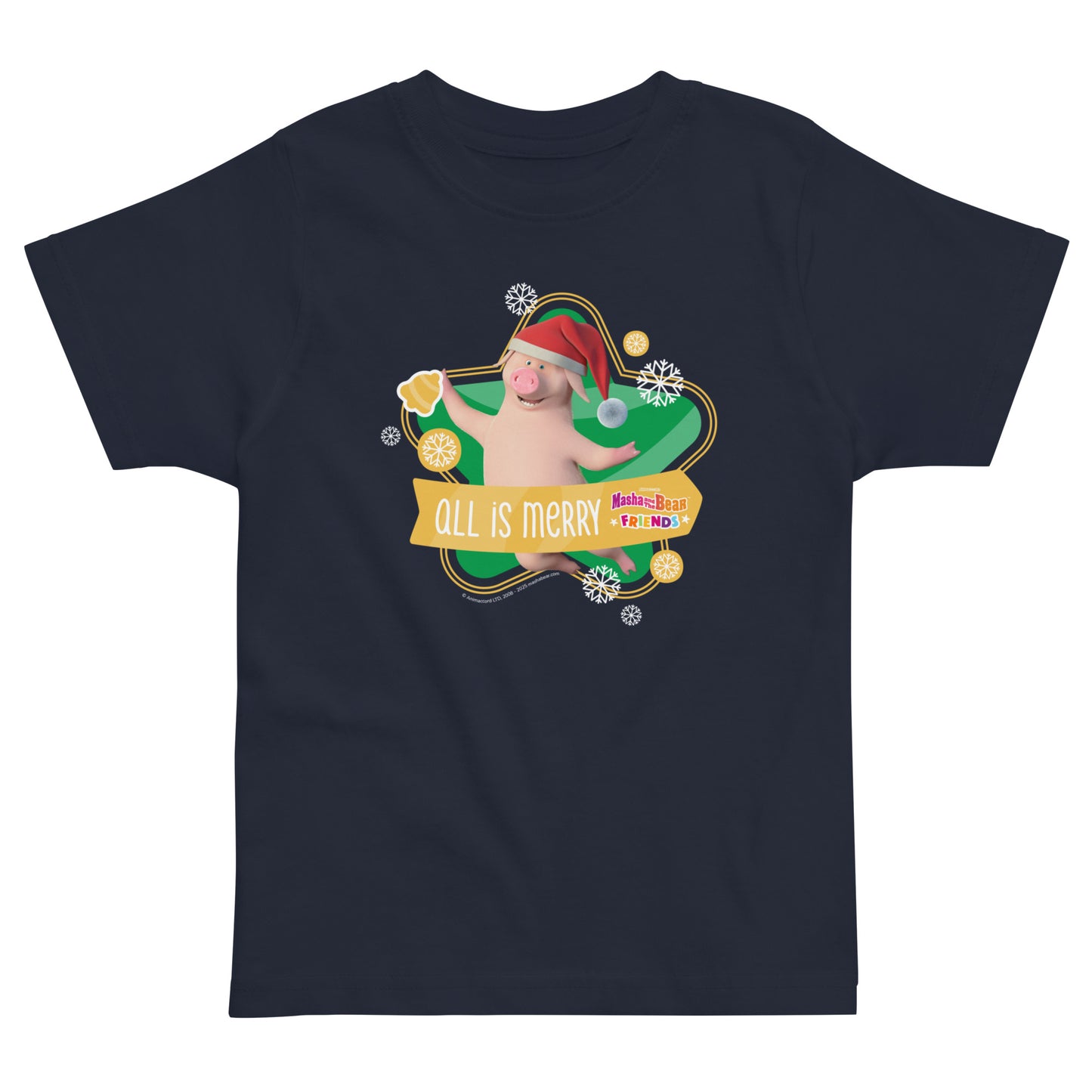 Masha and the Bear Friends Christmas Toddler Jersey T-shirt Navy T-SHIRT