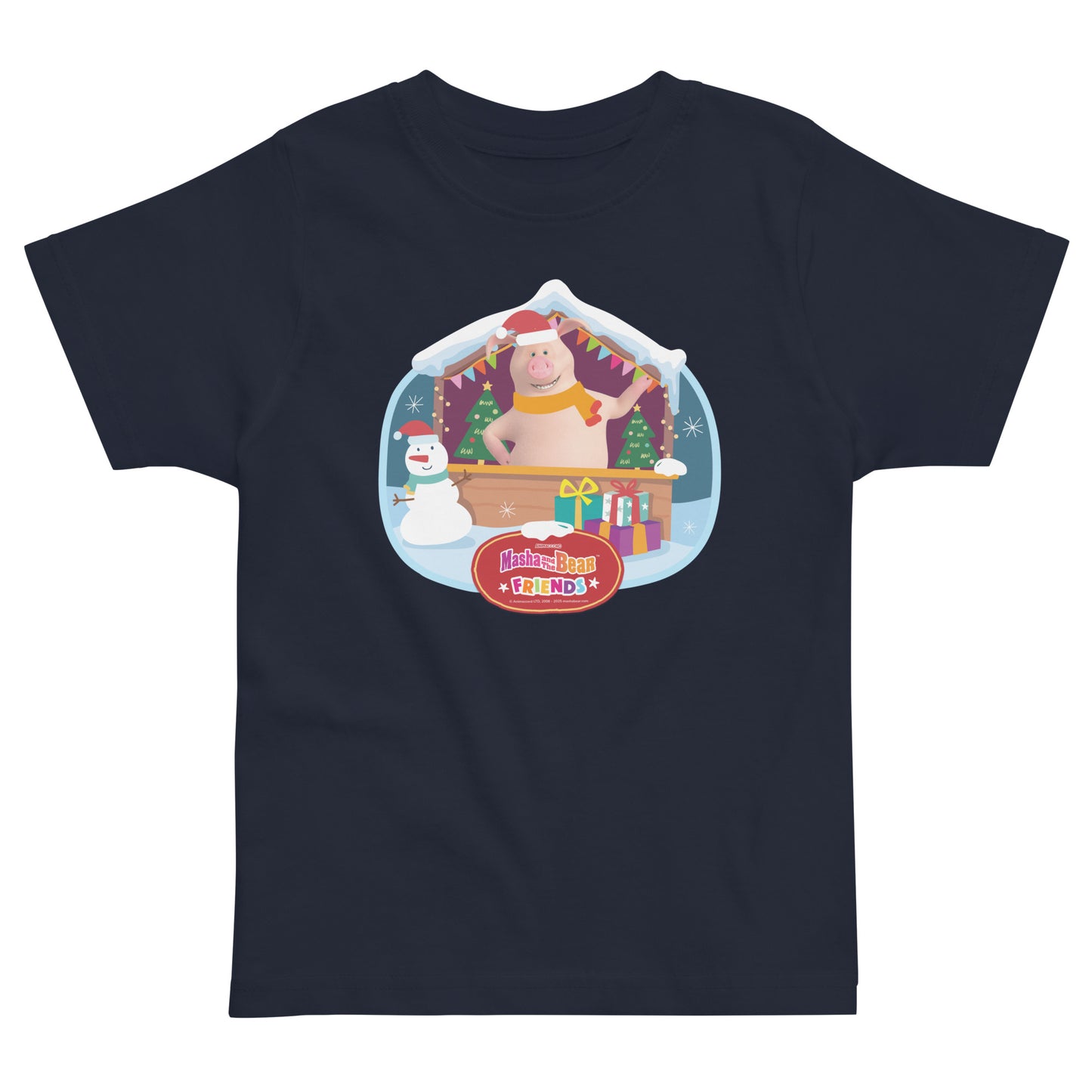 Masha and the Bear Friends Christmas Toddler Jersey T-shirt Navy T-SHIRT
