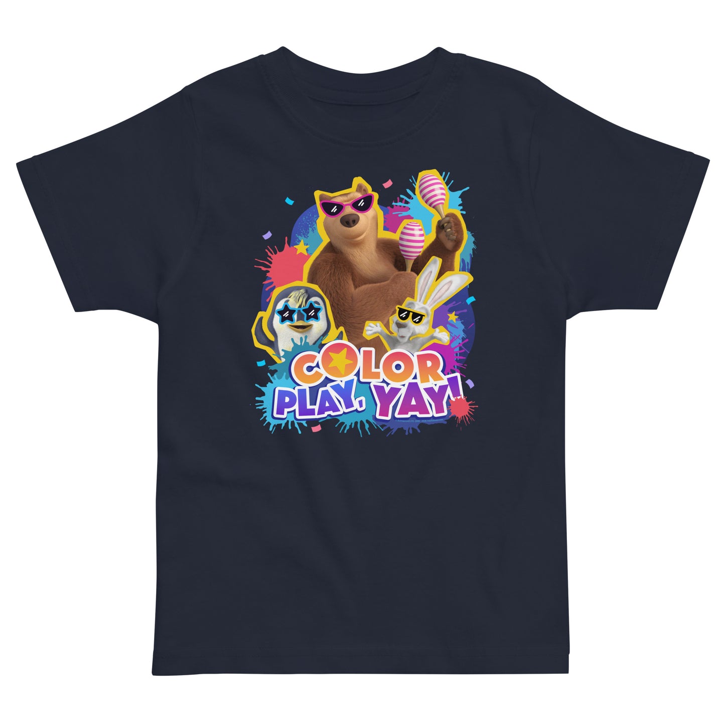 Masha and the Bear Friends Color Splash Toddler jersey t-shirt Navy T-SHIRT