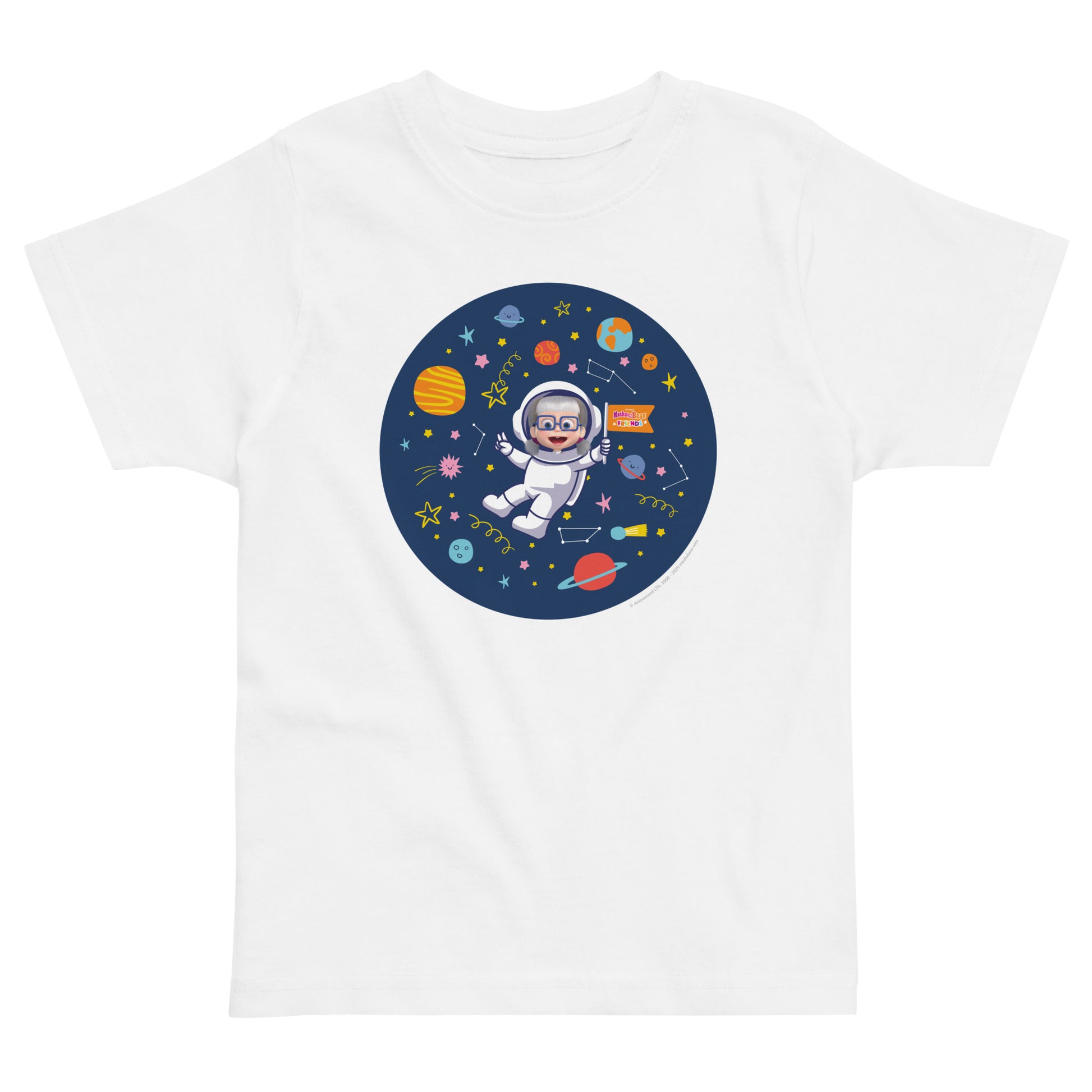 Masha and The Bear Friends Cosmic #2 Toddler Jersey T-shirt White