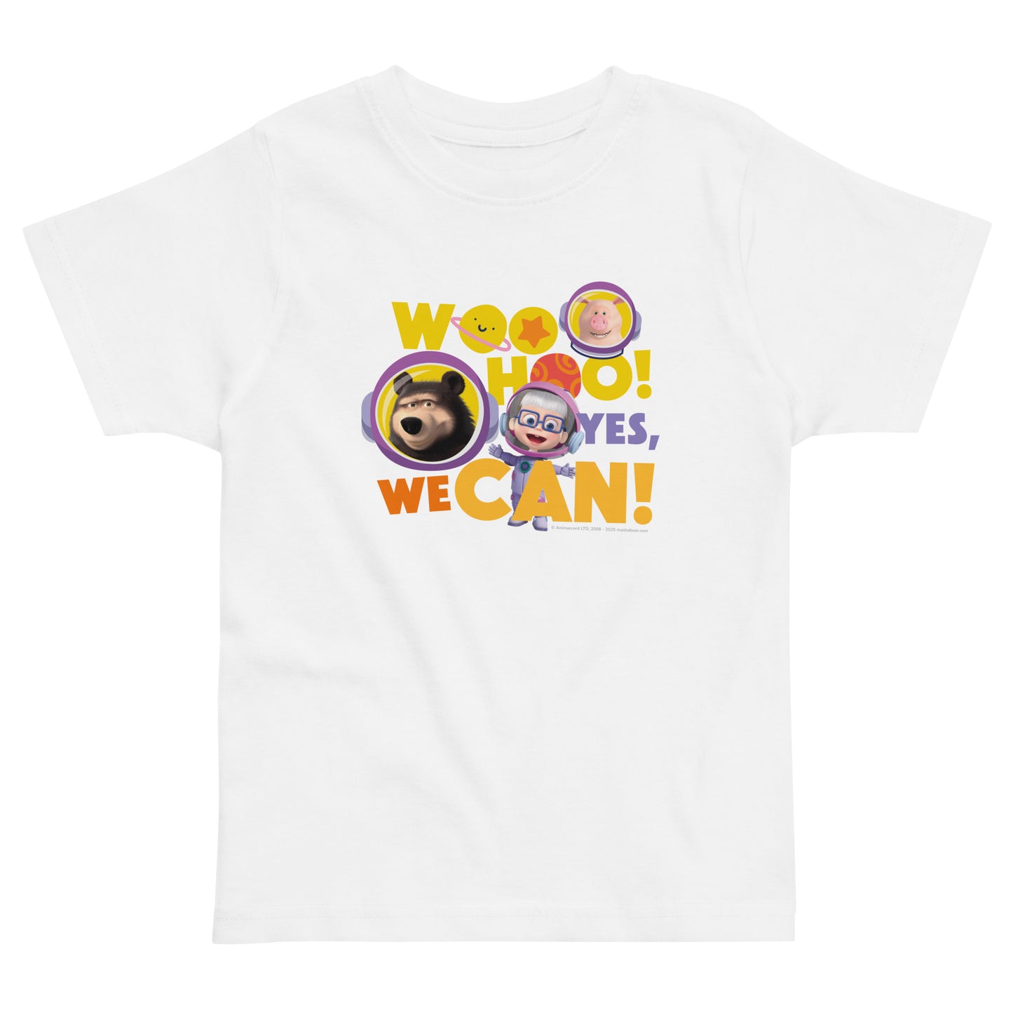Masha and The Bear Friends Yes, We Can! Toddler Jersey T-shirt White T-SHIRT