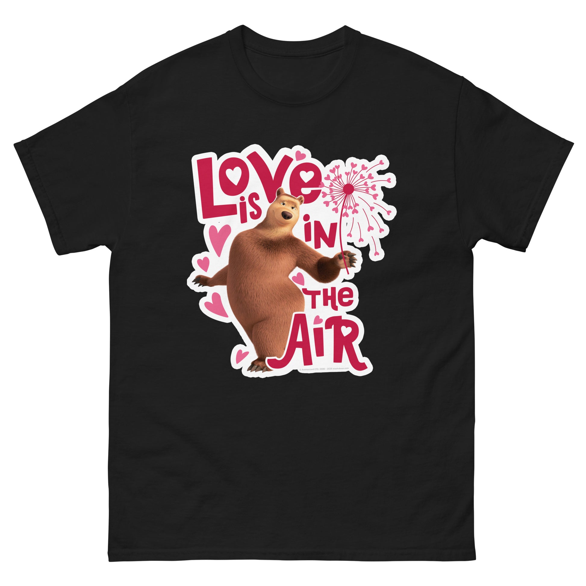 Masha and the Bear Friends Love Is In The Air Unisex classic tee Black T-SHIRT