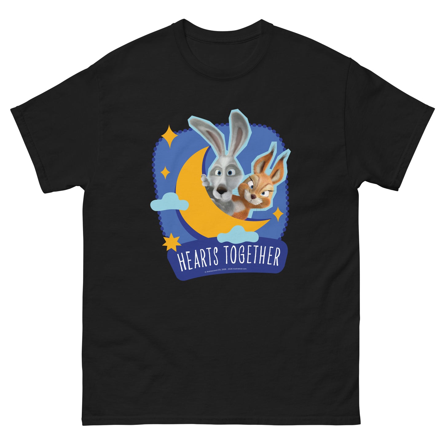 Masha and the Bear Friends Heart Together Unisex classic tee Black T-SHIRT