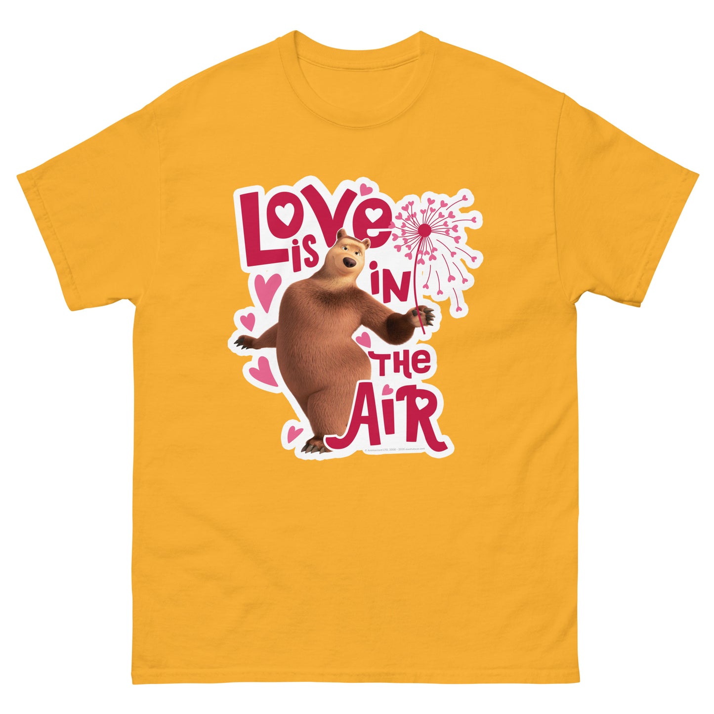 Masha and the Bear Friends Love Is In The Air Unisex classic tee Gold T-SHIRT