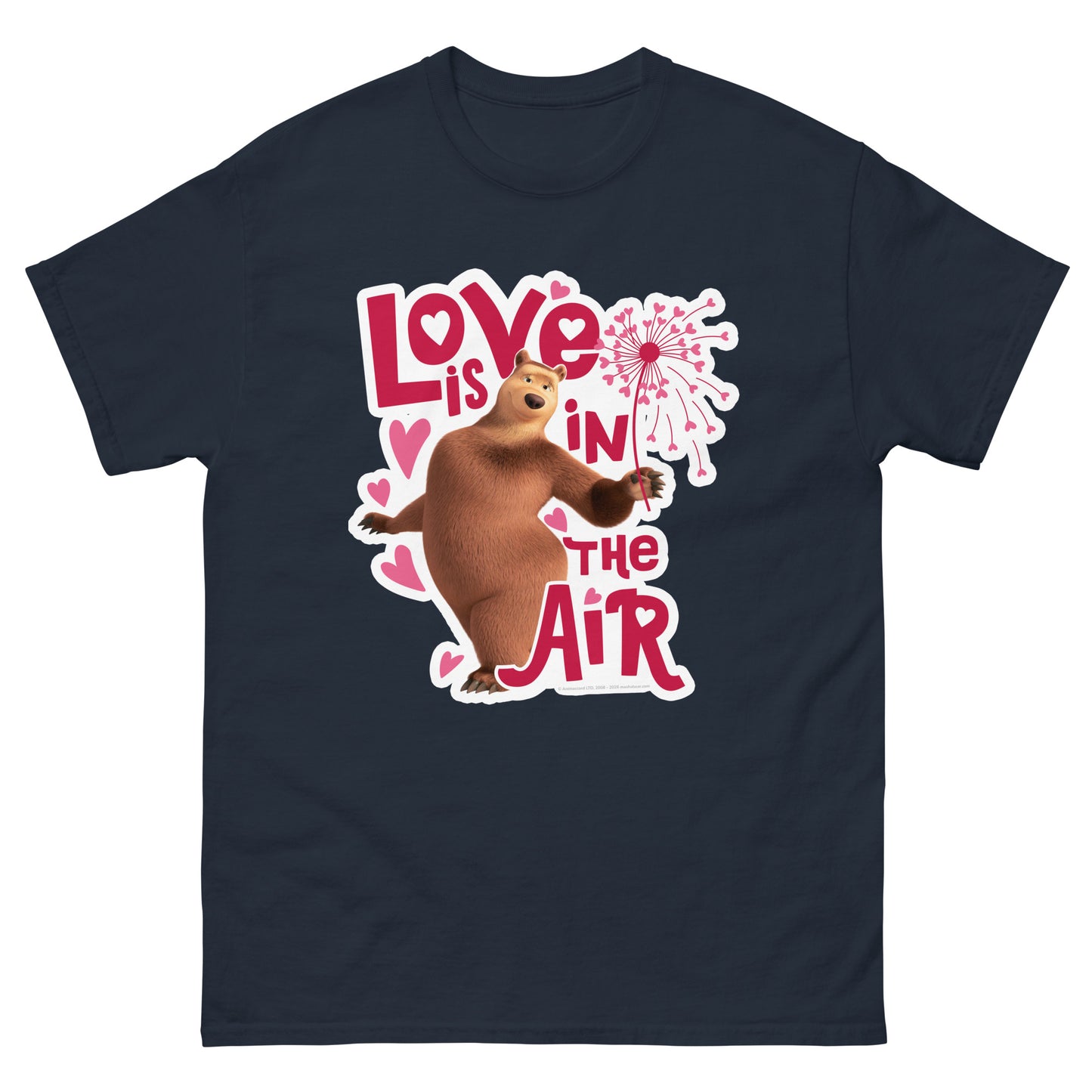 Masha and the Bear Friends Love Is In The Air Unisex classic tee Navy T-SHIRT