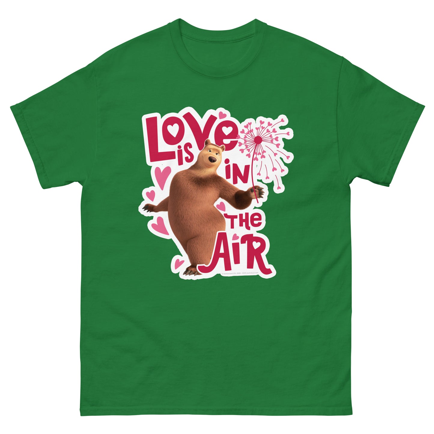 Masha and the Bear Friends Love Is In The Air Unisex classic tee Turf Green T-SHIRT