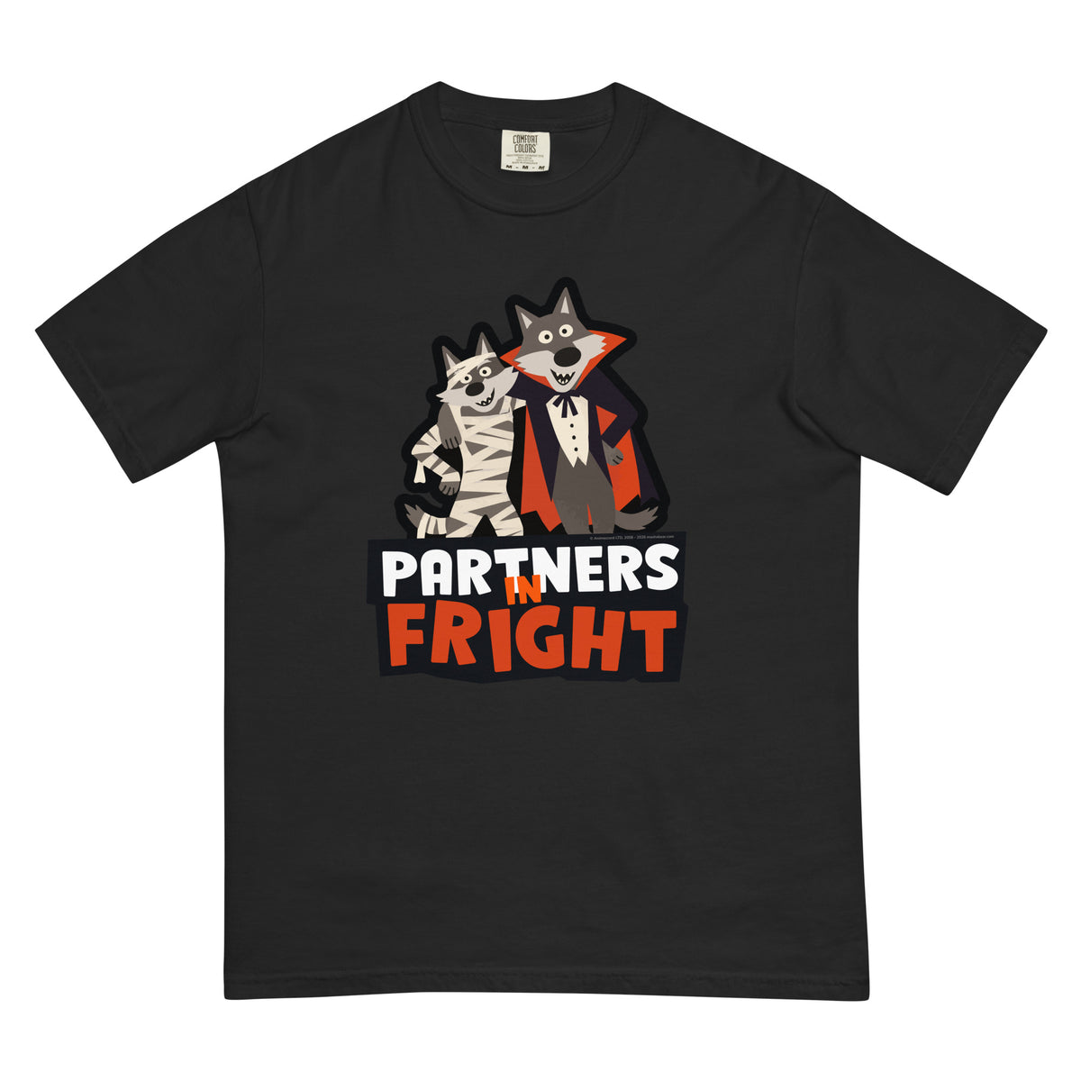Masha and the Bear Friends Partners in Fright Unisex garment-dyed heavyweight t-shirt Black T-SHIRT