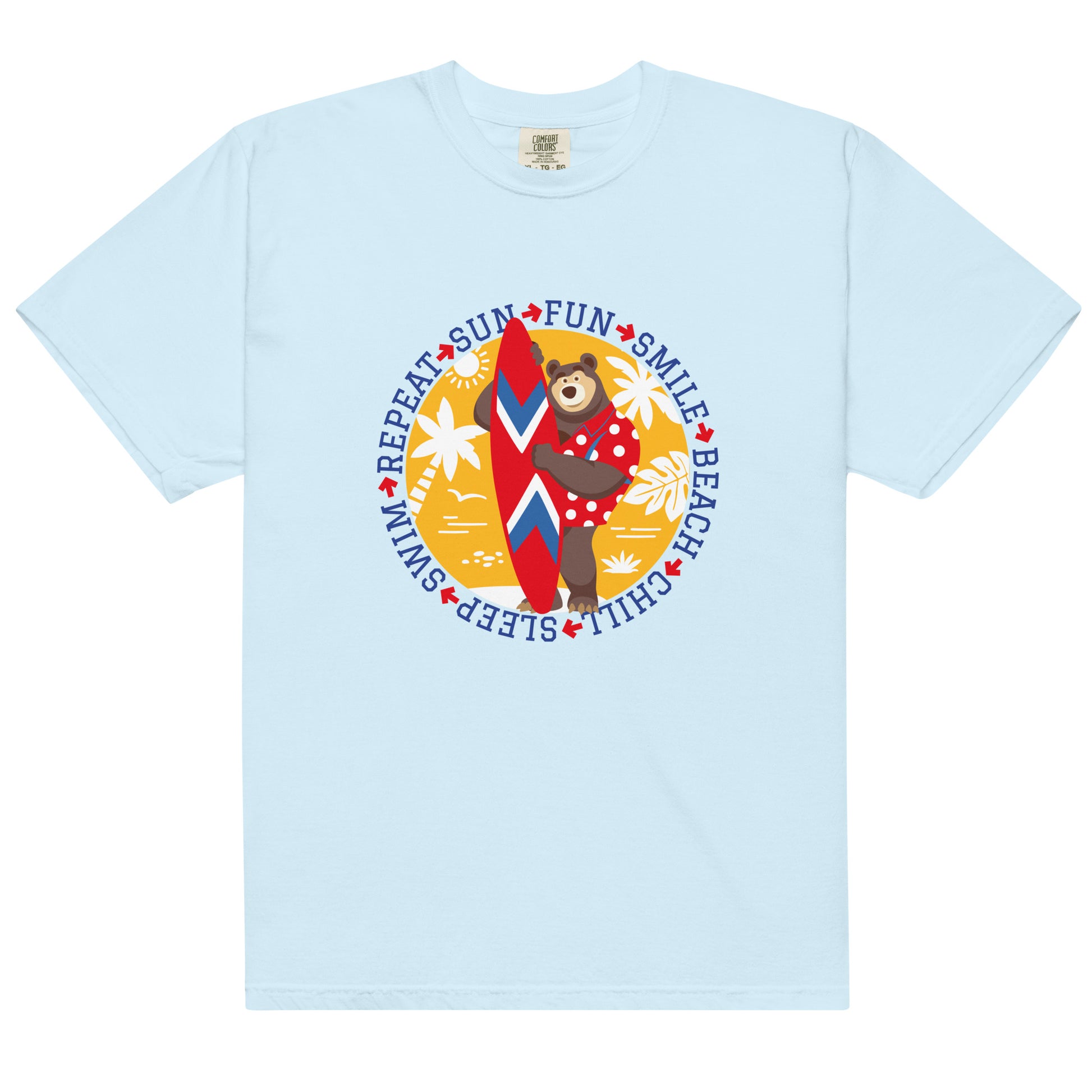 Masha and the Bear Friends Sun, Fun, Repeat Unisex garment-dyed heavyweight t-shirt Chambray T-SHIRT