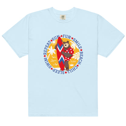 Masha and the Bear Friends Sun, Fun, Repeat Unisex garment-dyed heavyweight t-shirt Chambray T-SHIRT