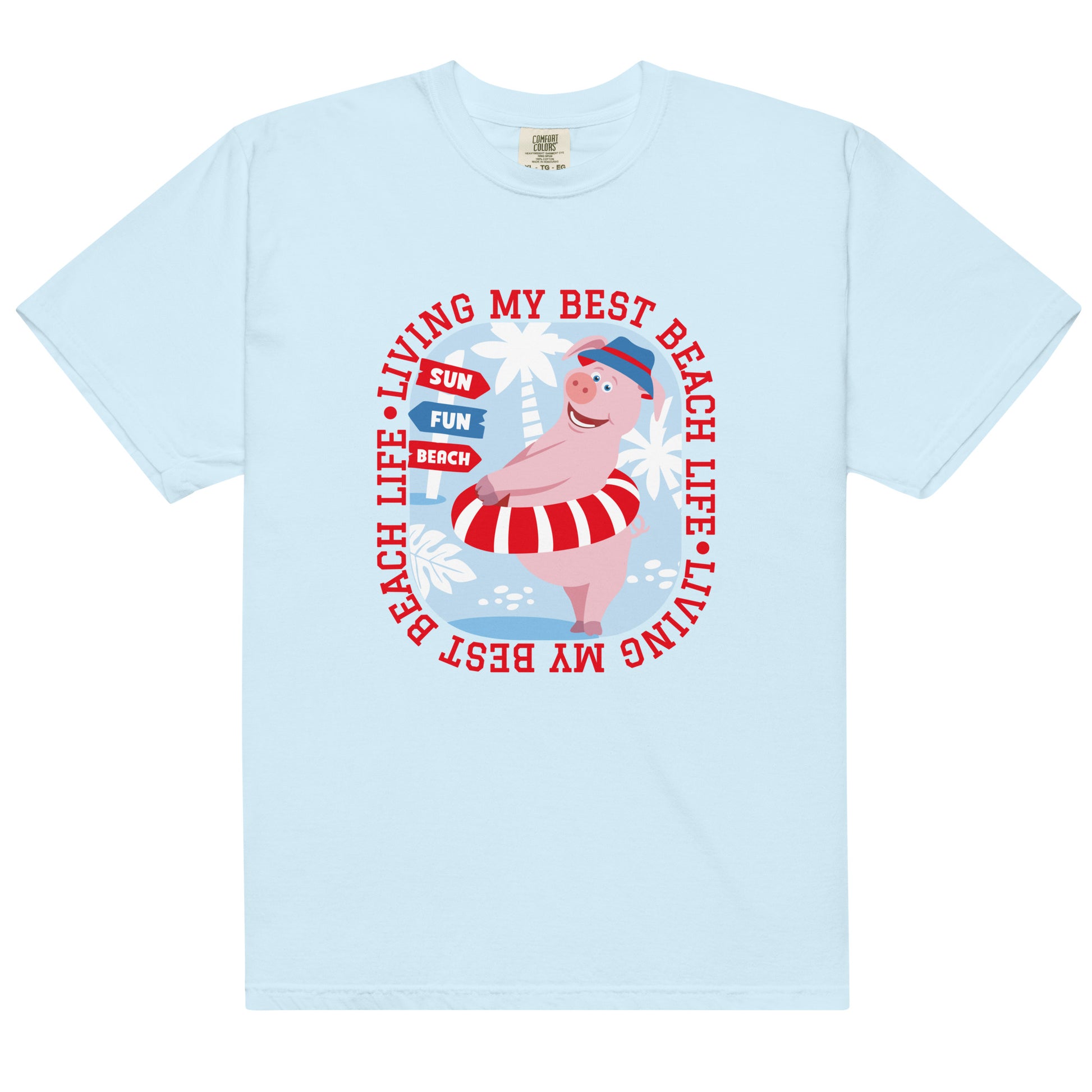 Masha and the Bear Friends Beach Life Unisex garment-dyed heavyweight t-shirt Chambray T-SHIRT