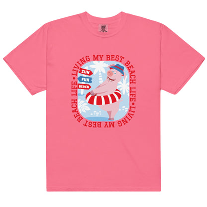 Masha and the Bear Friends Beach Life Unisex garment-dyed heavyweight t-shirt Crunchberry T-SHIRT