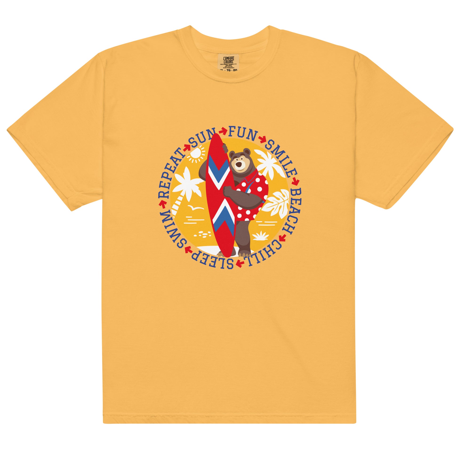 Masha and the Bear Friends Sun, Fun, Repeat Unisex garment-dyed heavyweight t-shirt Mustard T-SHIRT